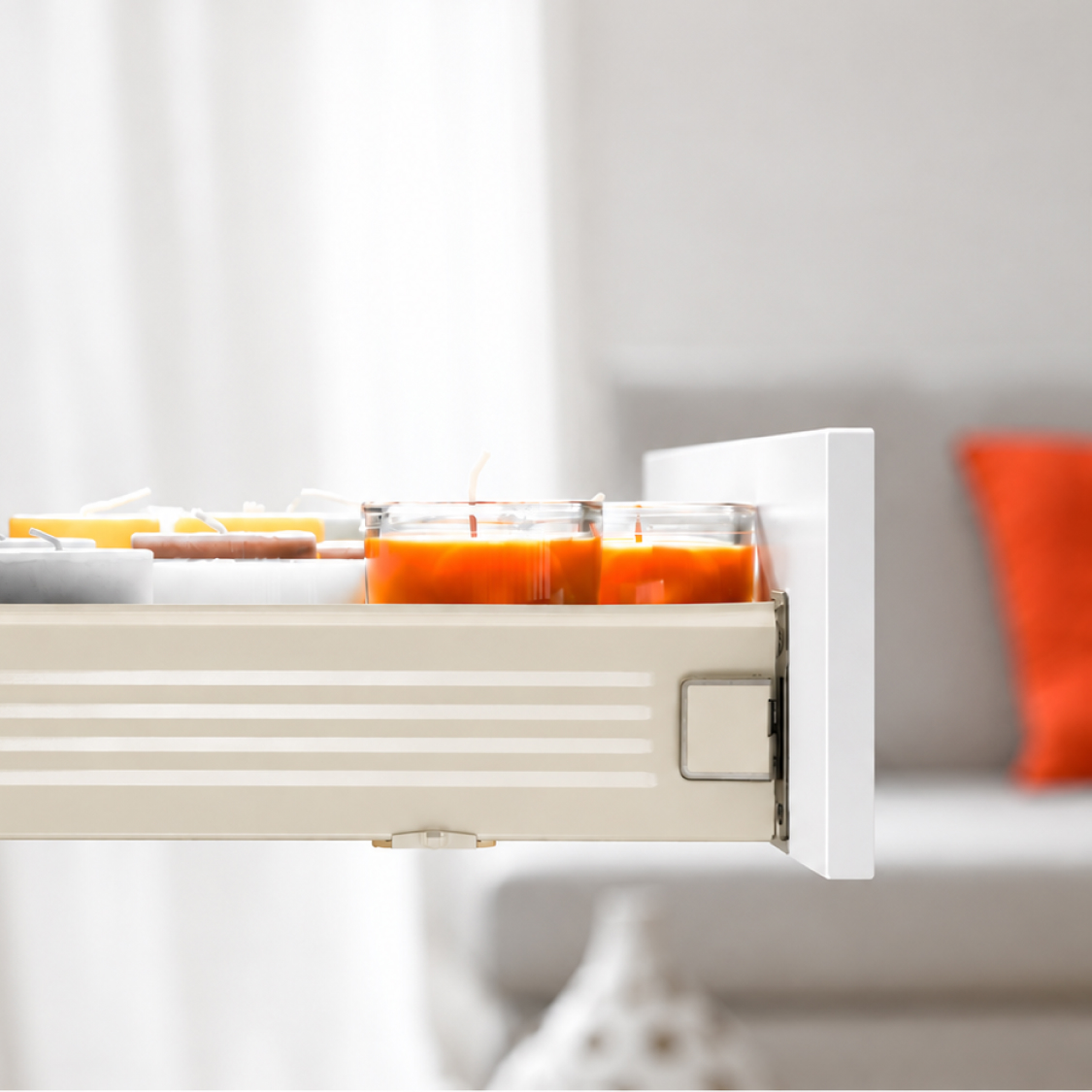Ящики Blum Metabox с доводчиком, цвет крем